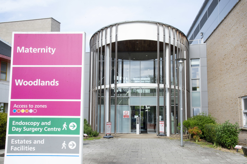 An image of the entrance to the Lister Diamond Jubilee Maternity Unit at Lister Hospital in Stevenage, Hertfordshire.