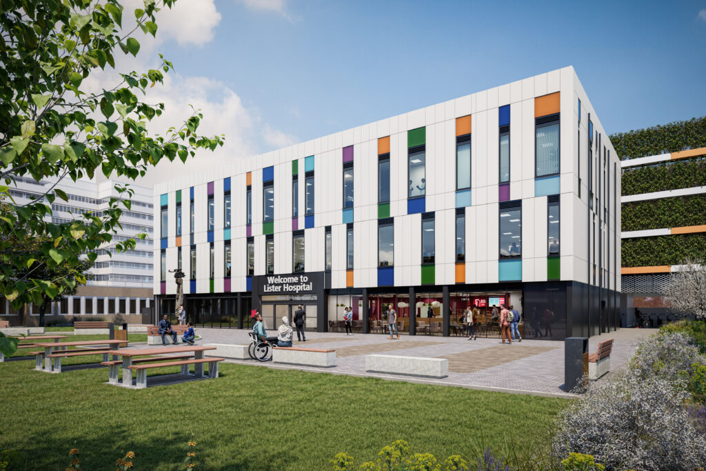 An artist impression of the new main entrance extension at Lister Hospital