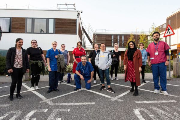 Staff taking part in NHS Clap during covid