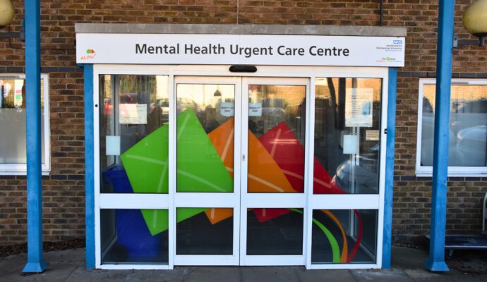 The front entrance of the Mental Health Urgent Care Centre at Lister Hospital.