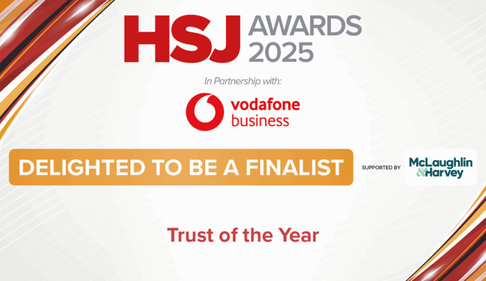 A finalist banner produced by the Health Service Journal Awards 2025.