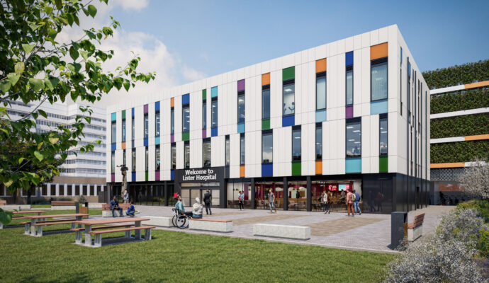 An artist impression of the new front entrance to Lister Hospital