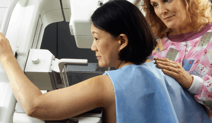 A photograph taken during a mammogram.