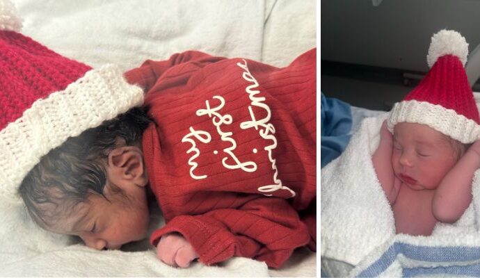 A collage of two babies born at Lister Hospital Diamond Jubilee Maternity Unit during Christmas, December 2025.