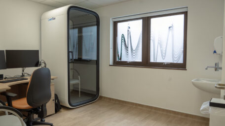 A picture of the inside of one of the Audiology consultant rooms